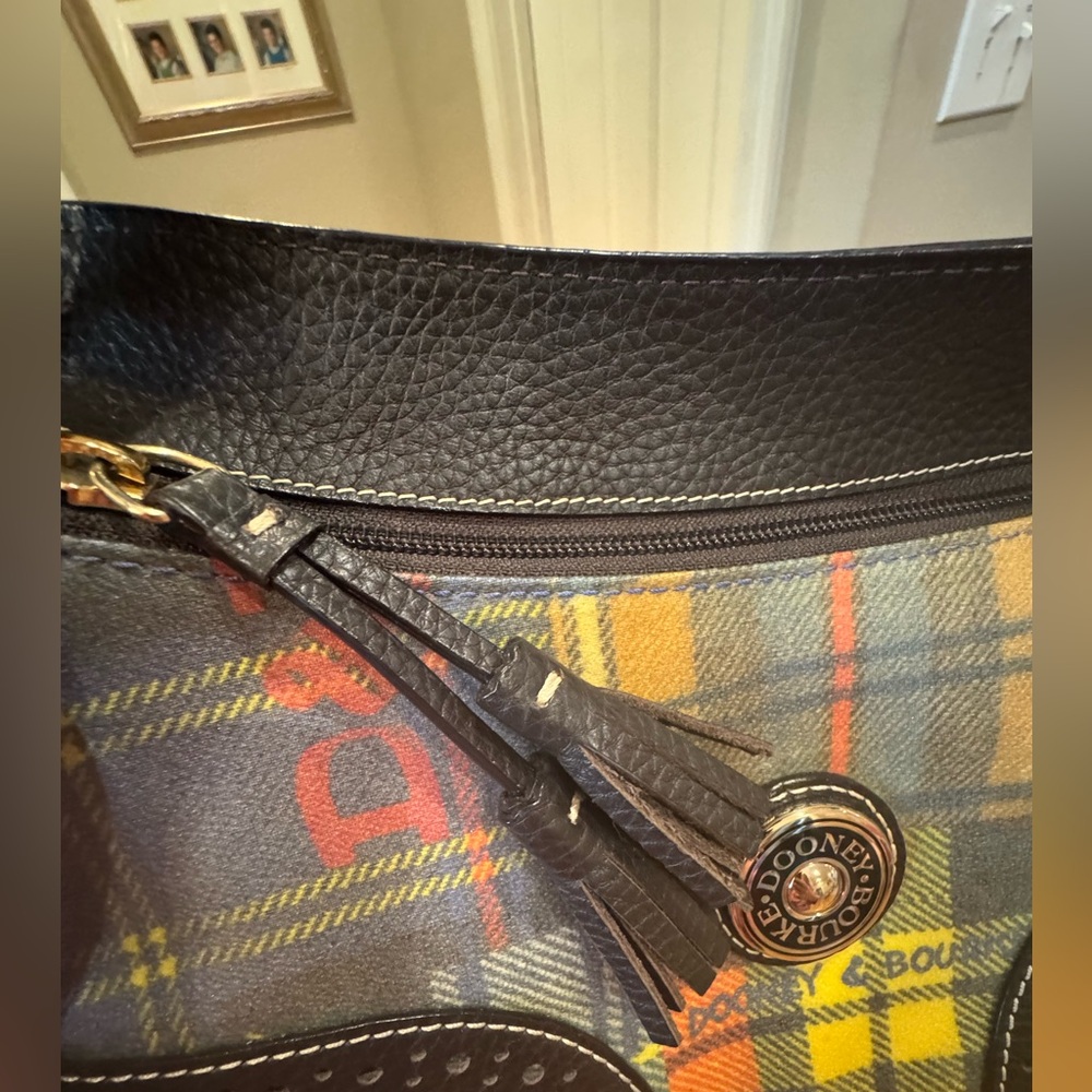 Dooney & Bourke - Patched Plaid Collection Coated Canvas Baguette Shoulder Bag - Picture 8 of 12
